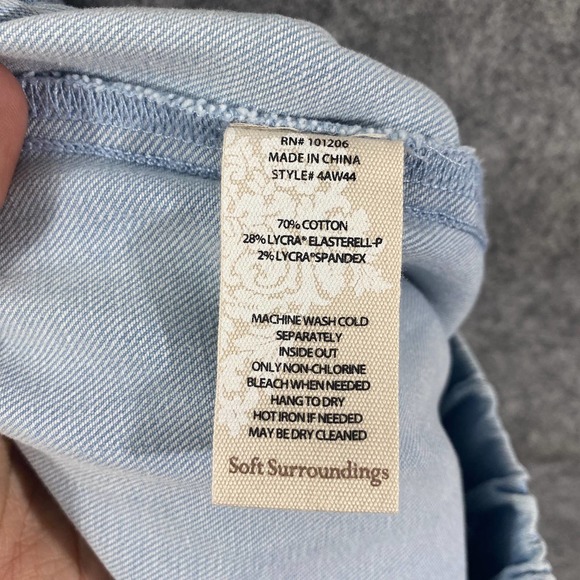 Soft Surroundings Pants Small Tall Light Blue High Rise Chambray Button Hem - Picture 11 of 11